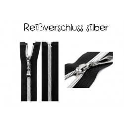 Reißverschluss 55cm schwarz silber Metallschiene